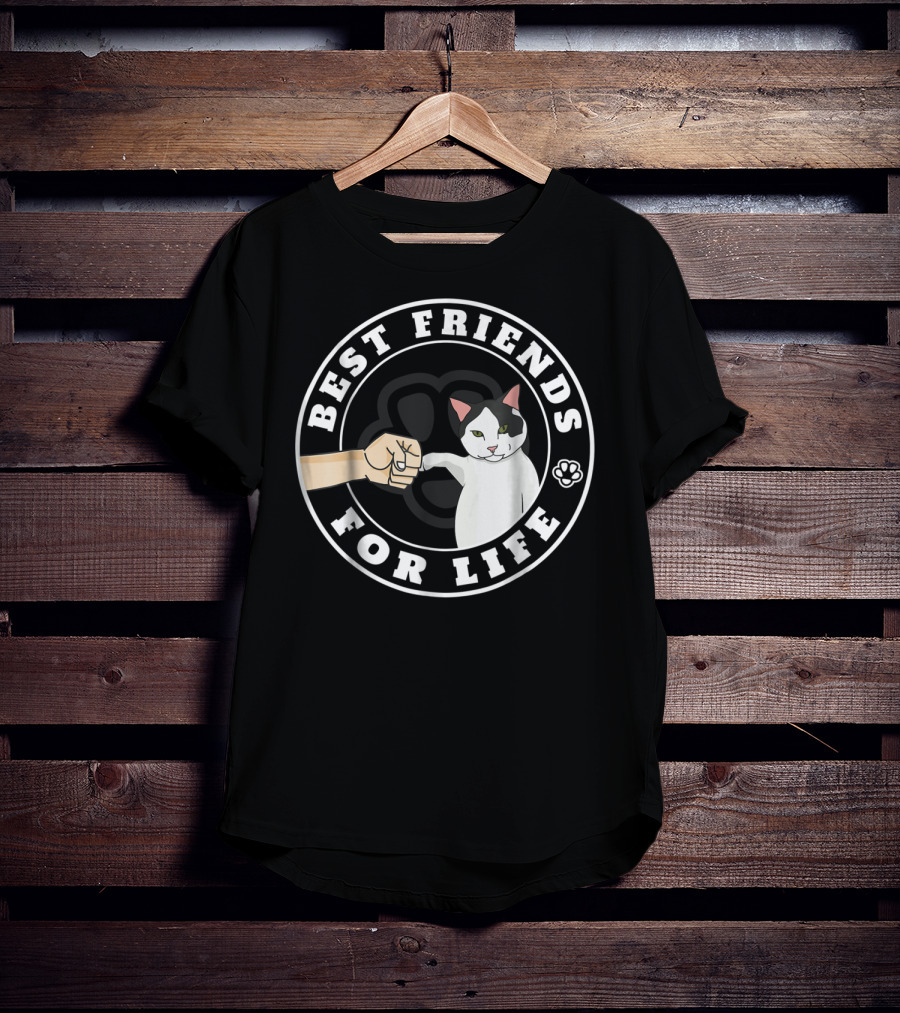 Best Friends For Life Cat Paw Fist Bump Fun T-Shirt