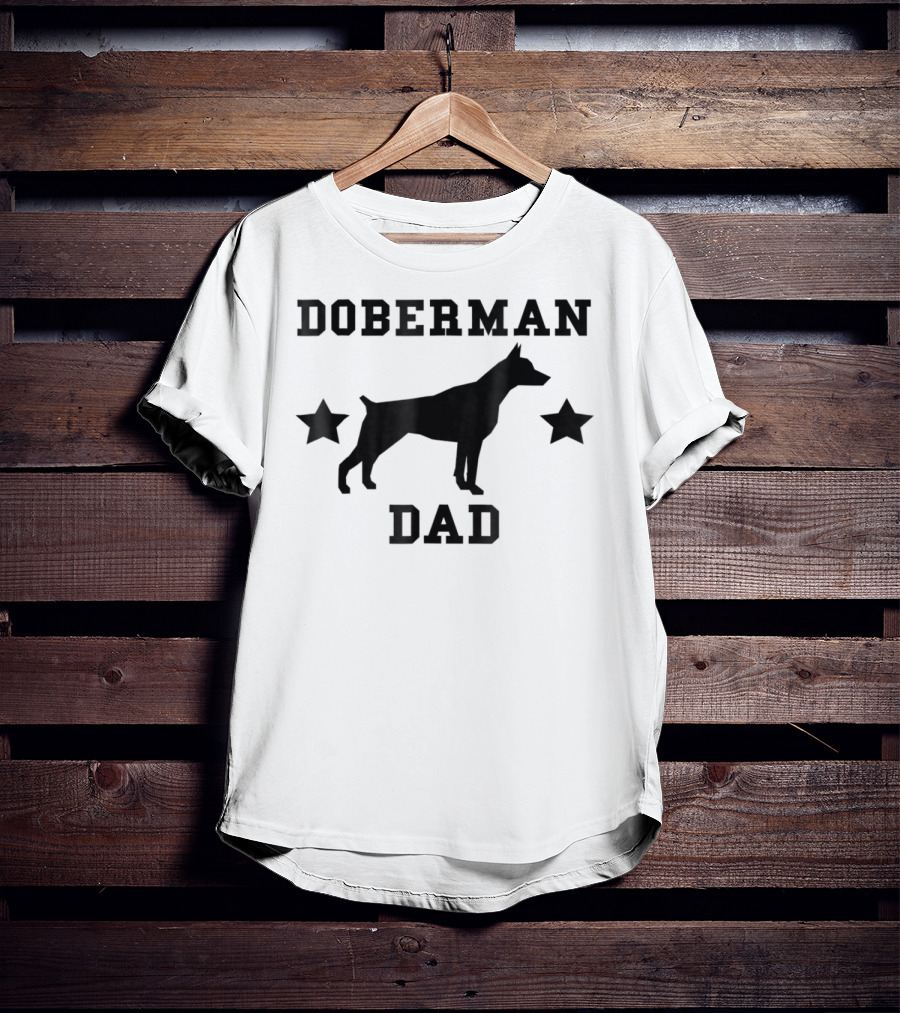 DOBERMAN DAD Dog Silhouette With Stars T-Shirt