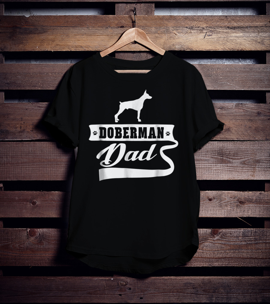 Doberman Dad Dog Mens Animal Paw Prints T-Shirt