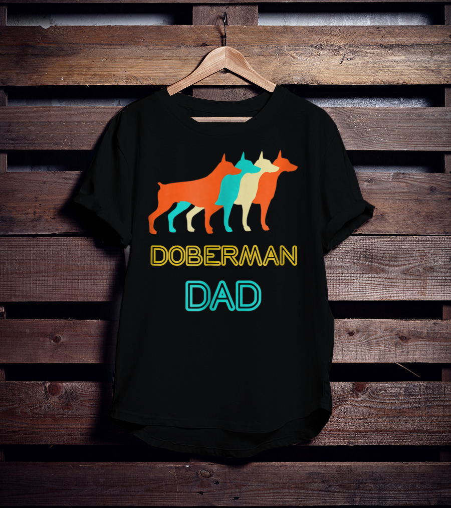 Doberman Dad Retro Colorful Silhouette Trio T-Shirt