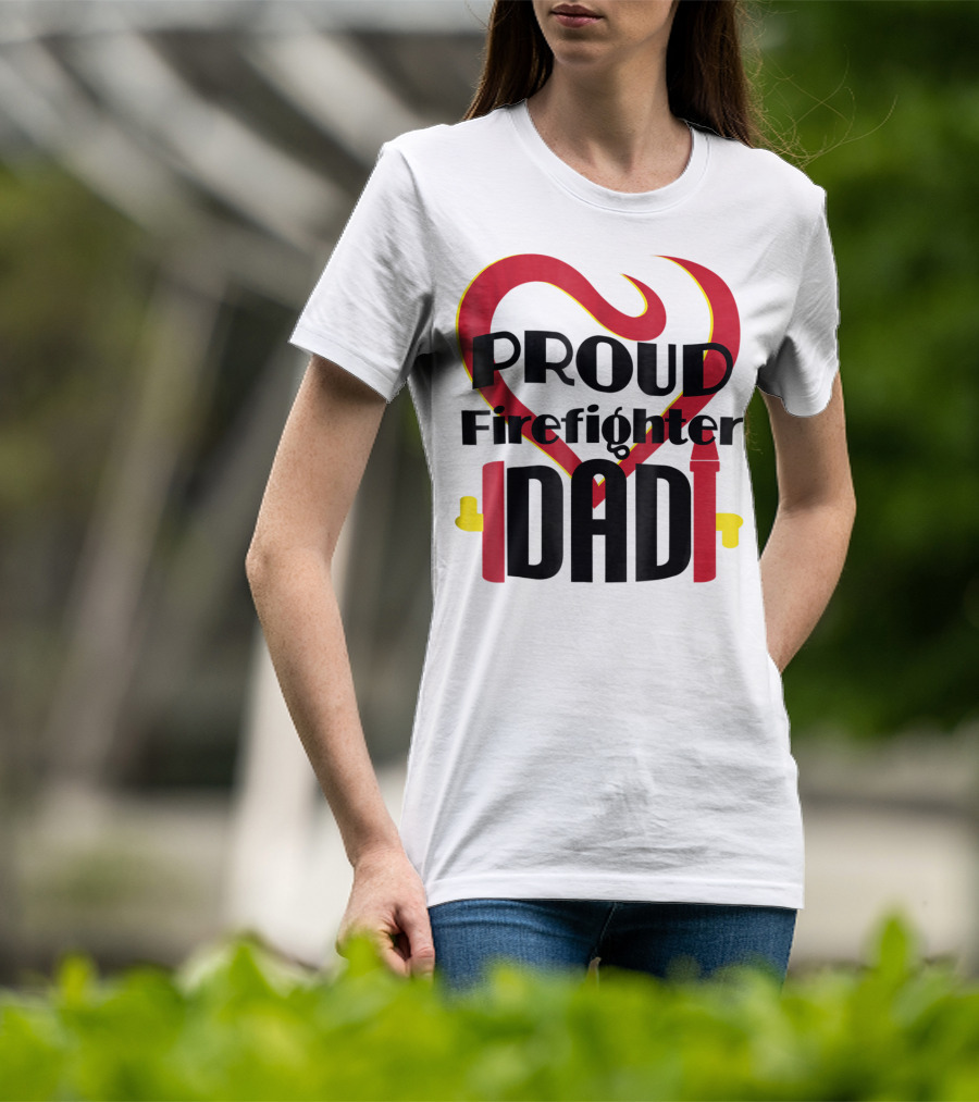 Proud Firefighter Dad Heart Captain Pride T-Shirt