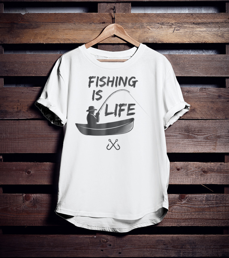 Fishing Is Life Fisherman Fishing Boat Lifestyle Funny Dad T-Shirt