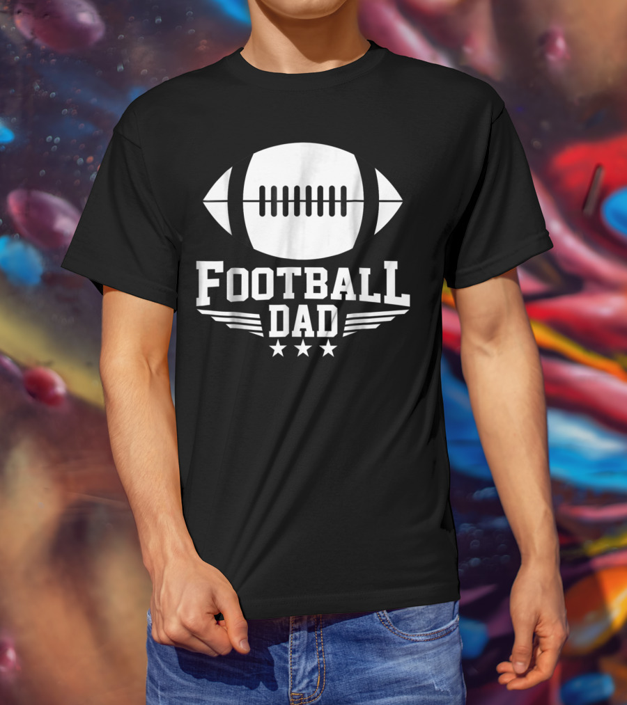 Football Dad Team Sports Daddy Stars And Football T-Shirt