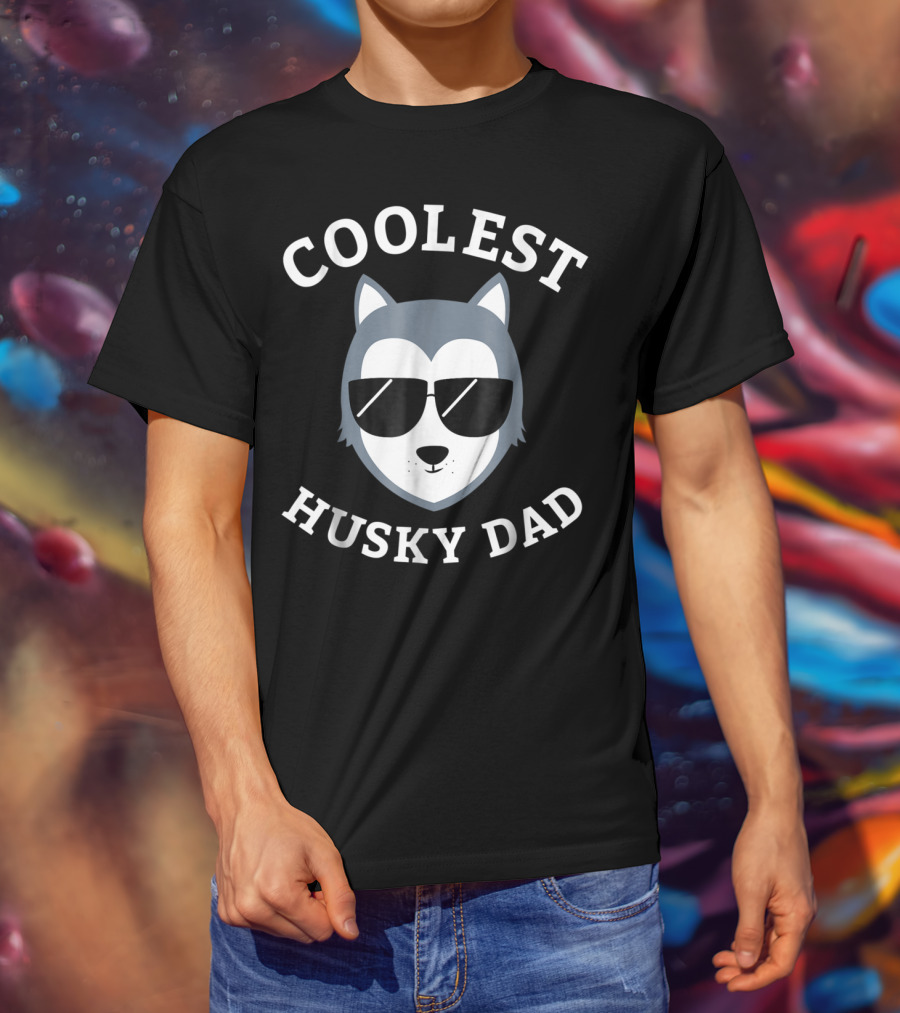 Coolest Husky Dad Wearing Sunglasses T-Shirt