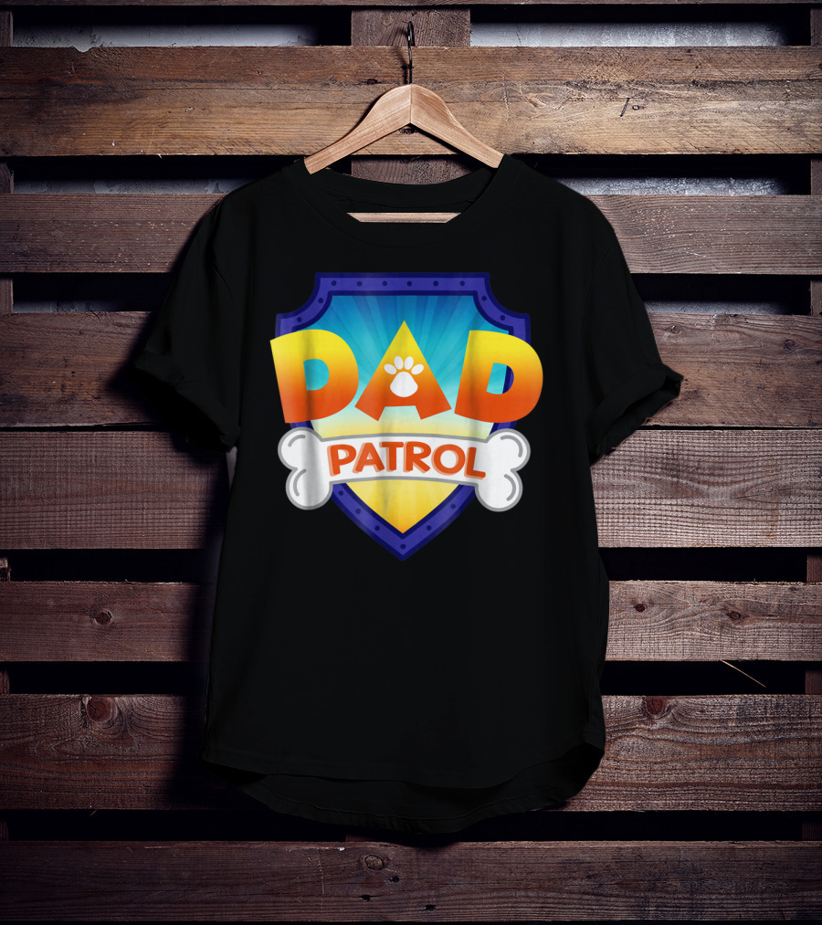 Paw Print Dad Patrol Shield Emblem T-Shirt
