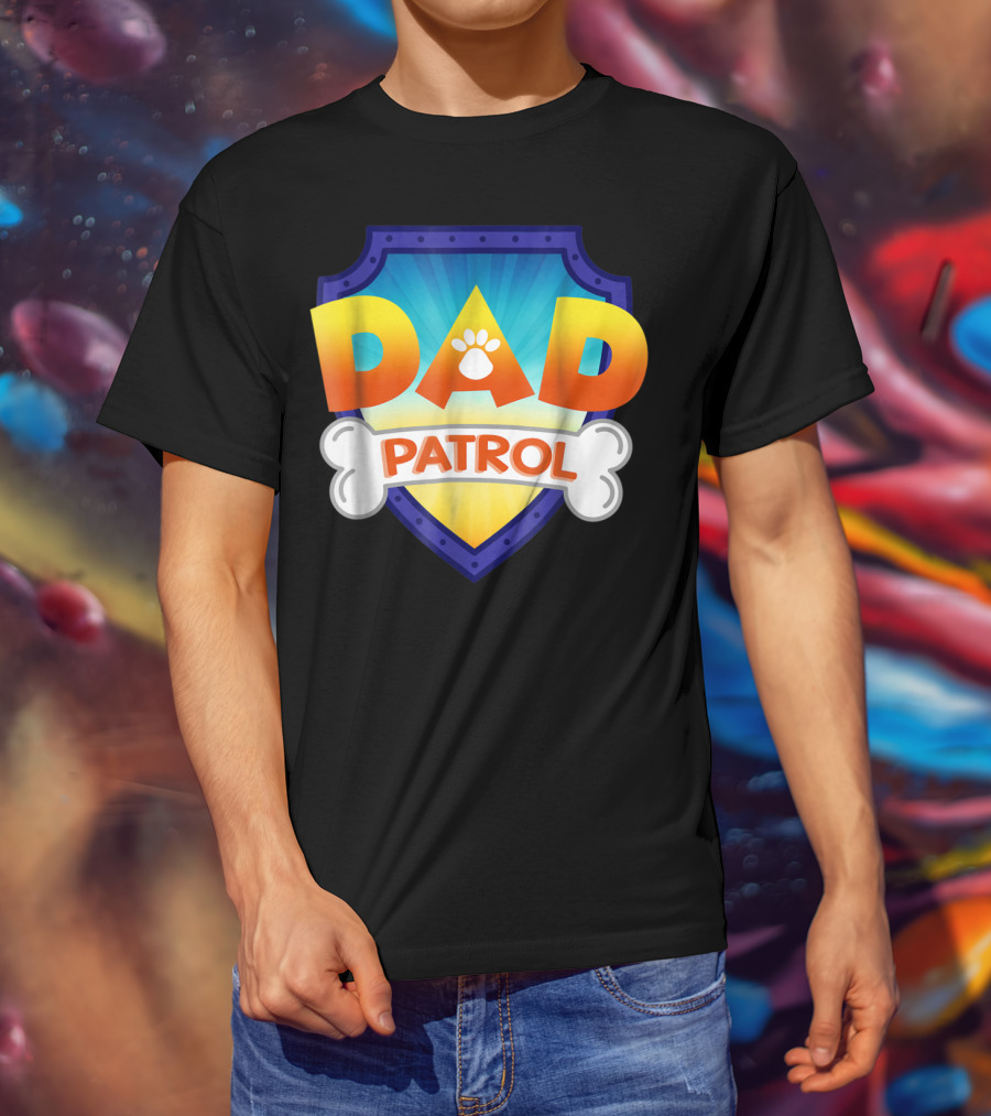 Paw Print Dad Patrol Shield Emblem T-Shirt