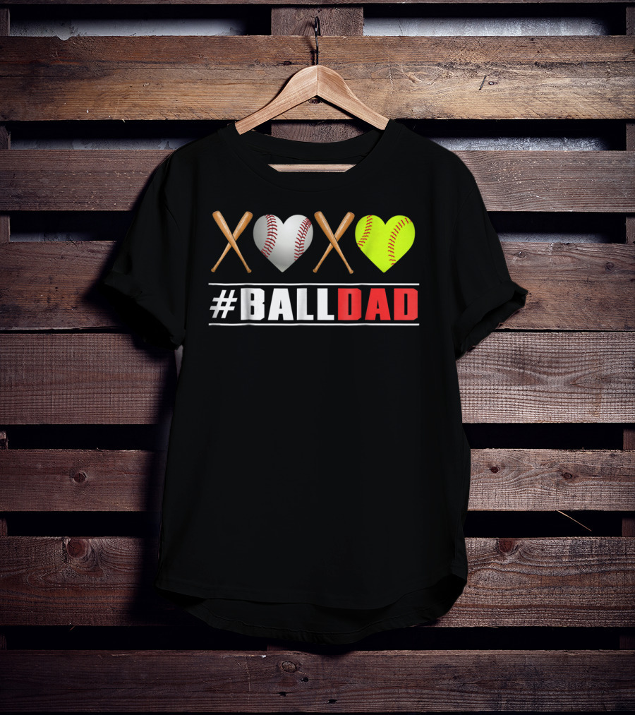 BallDad Baseball Softball Heart Bats T-Shirt