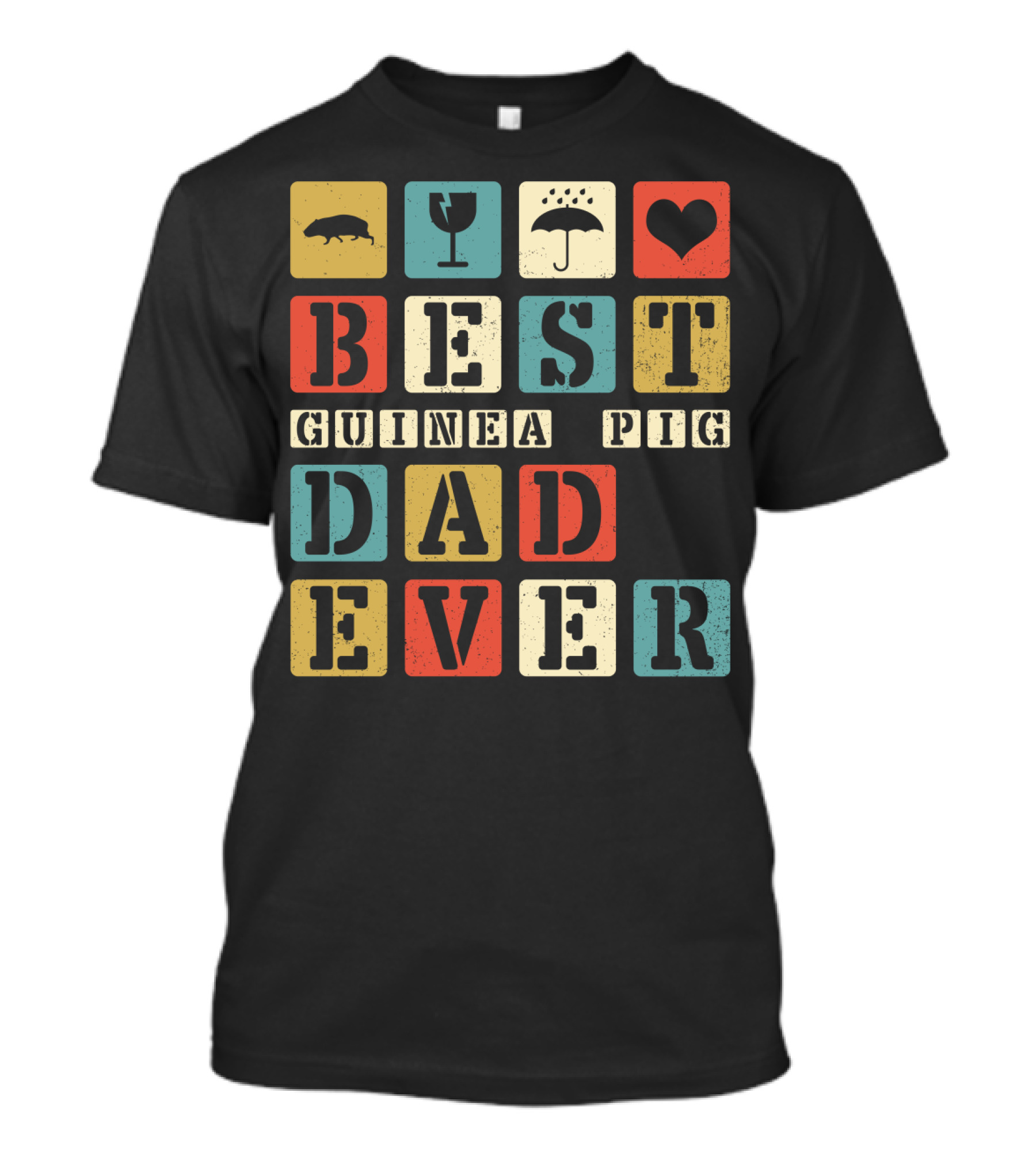 Best Guinea Pig Dad Ever Vintage Style81 Retro Block Letters T-Shirt