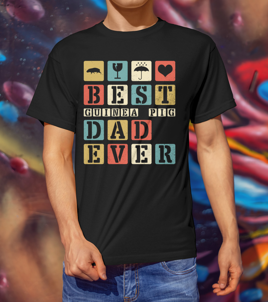 Best Guinea Pig Dad Ever Vintage Style81 Retro Block Letters T-Shirt