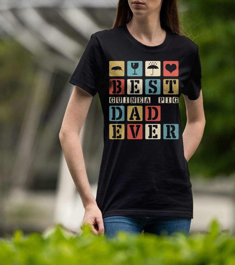 Best Guinea Pig Dad Ever Vintage Style81 Retro Block Letters T-Shirt
