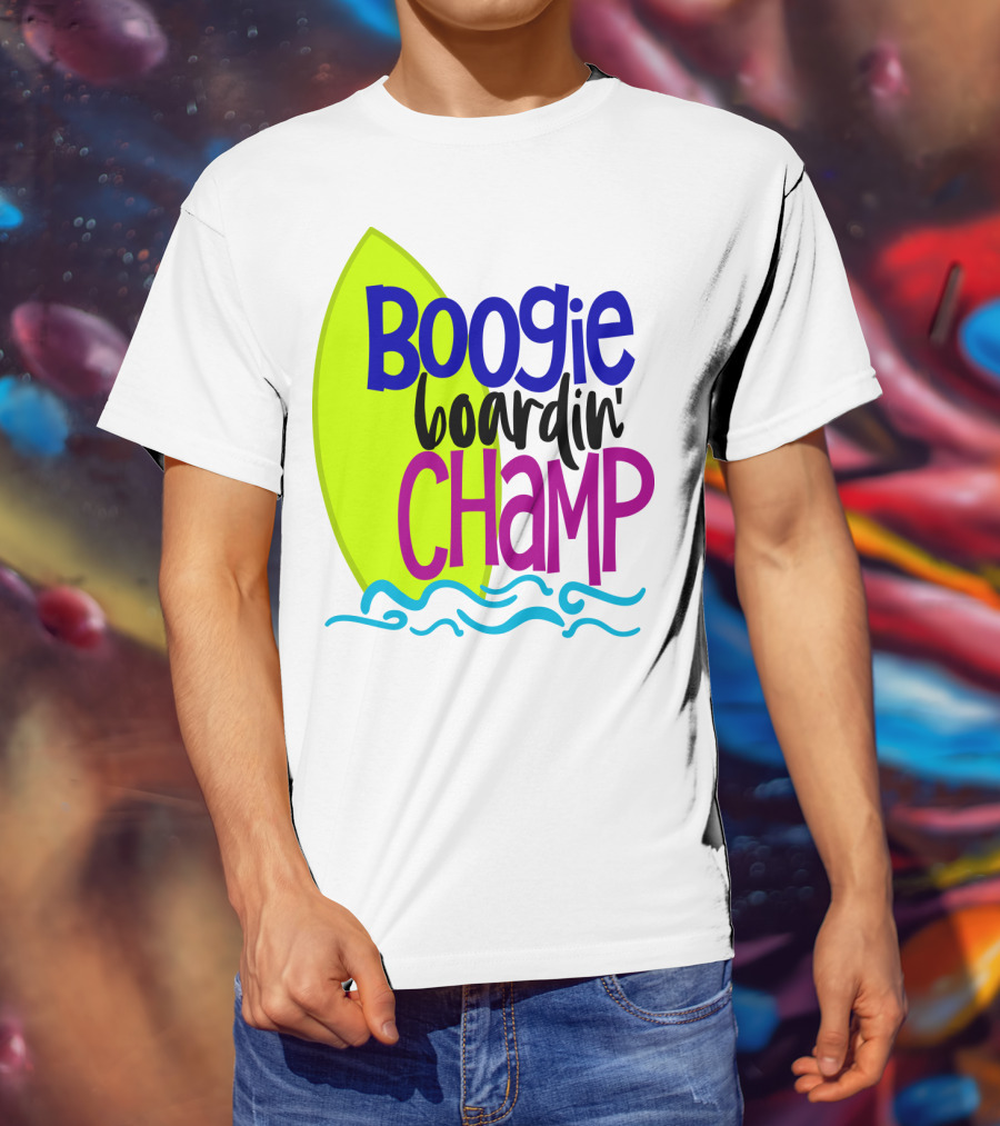 Boogie Boardin' Champ Surfing Summer Dad43 T-Shirt