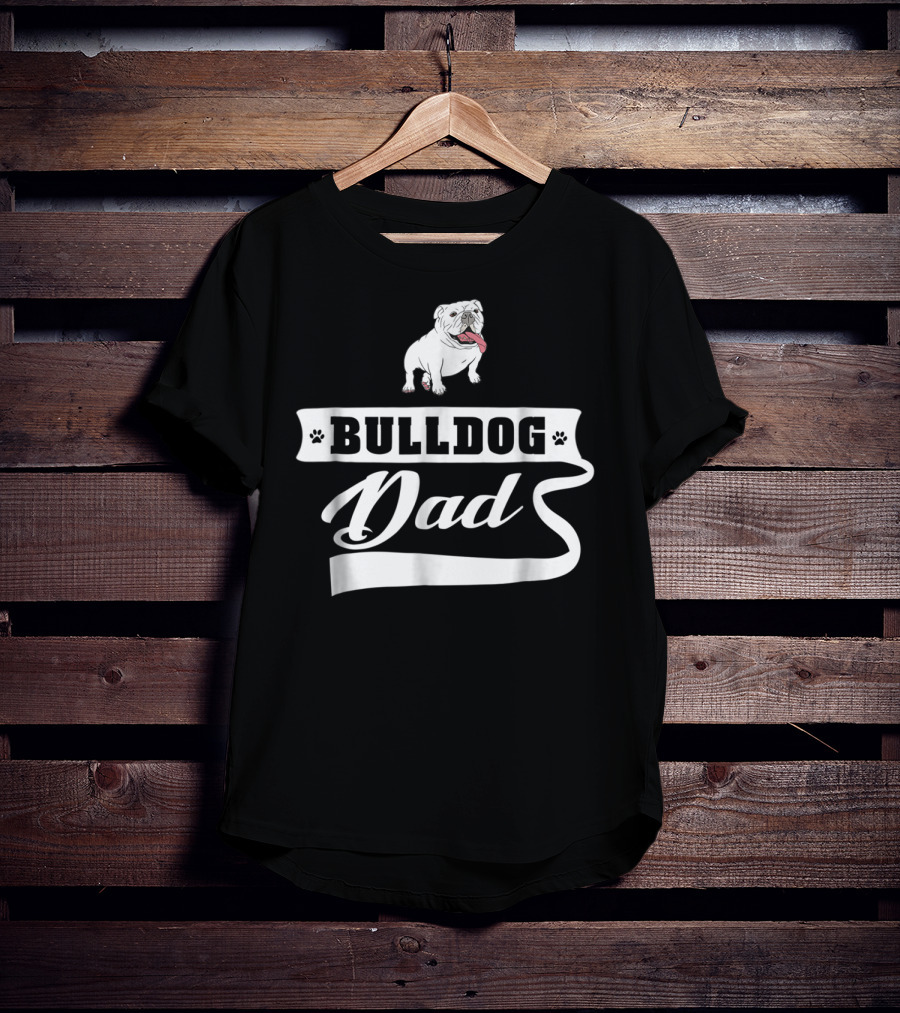 Bulldog Dad Dog Mens Animal Dogs Paw Banner T-Shirt