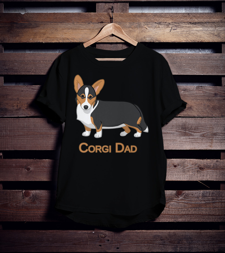 Corgi Dad Cute Black Tan Cardigan Welsh T-Shirt