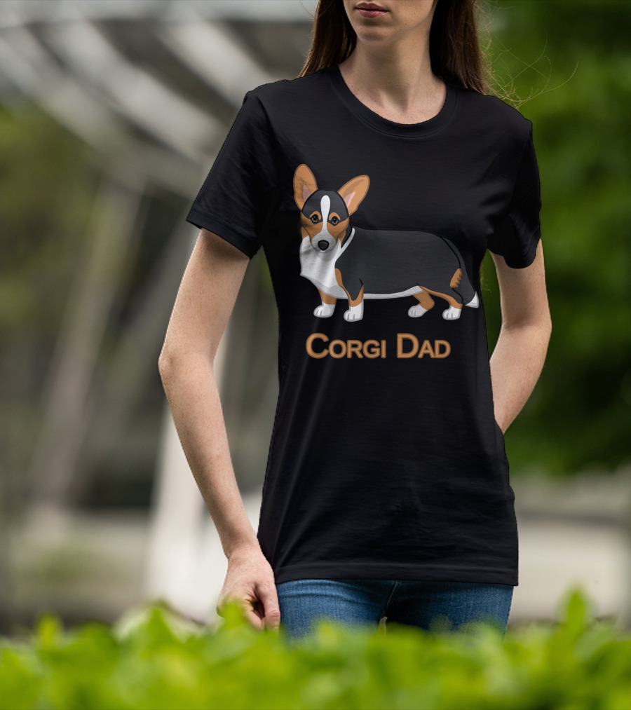 Corgi Dad Cute Black Tan Cardigan Welsh T-Shirt
