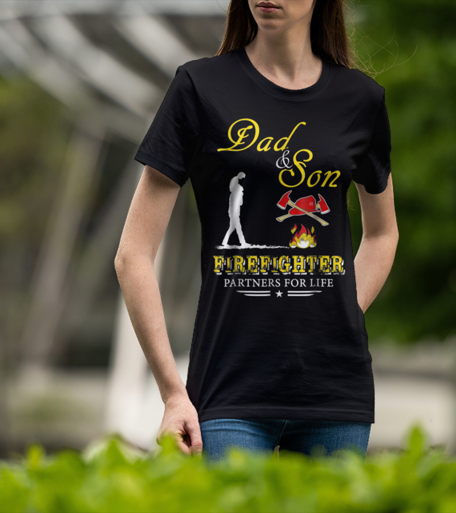 Dad And Son Firefighter Partners For Life T-Shirt