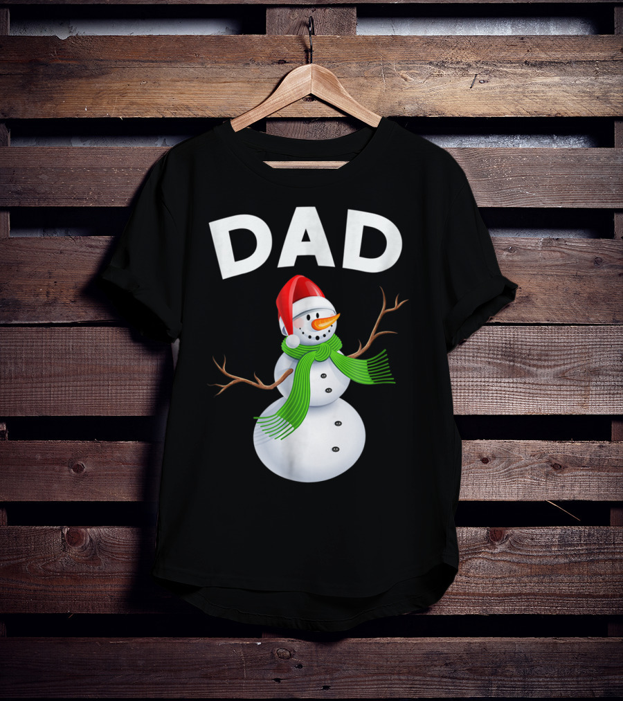 Dad Christmas Snowman Santa Hat Family T-Shirt