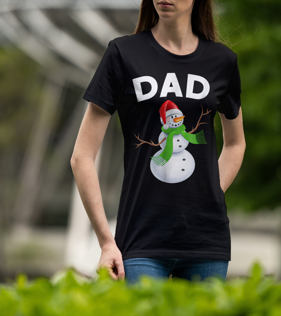 Dad Christmas Snowman Santa Hat Family T-Shirt