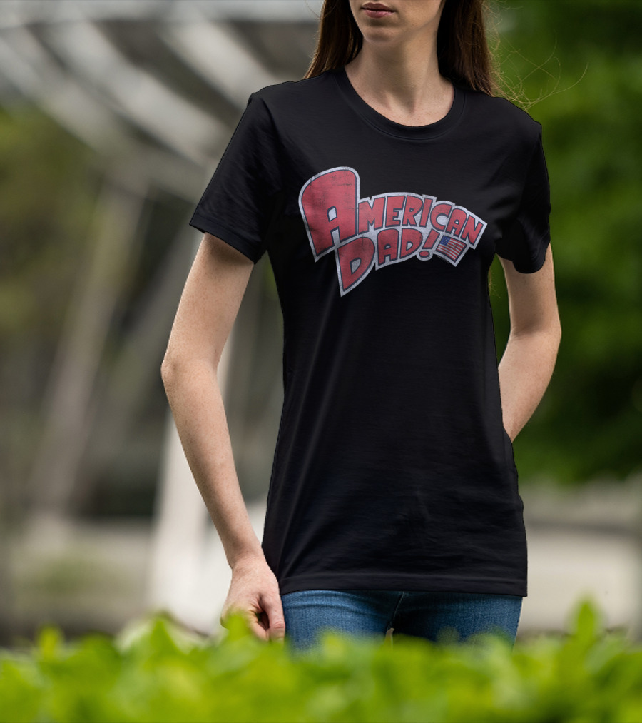 American Dad Vintage Logo With American Flag T-Shirt