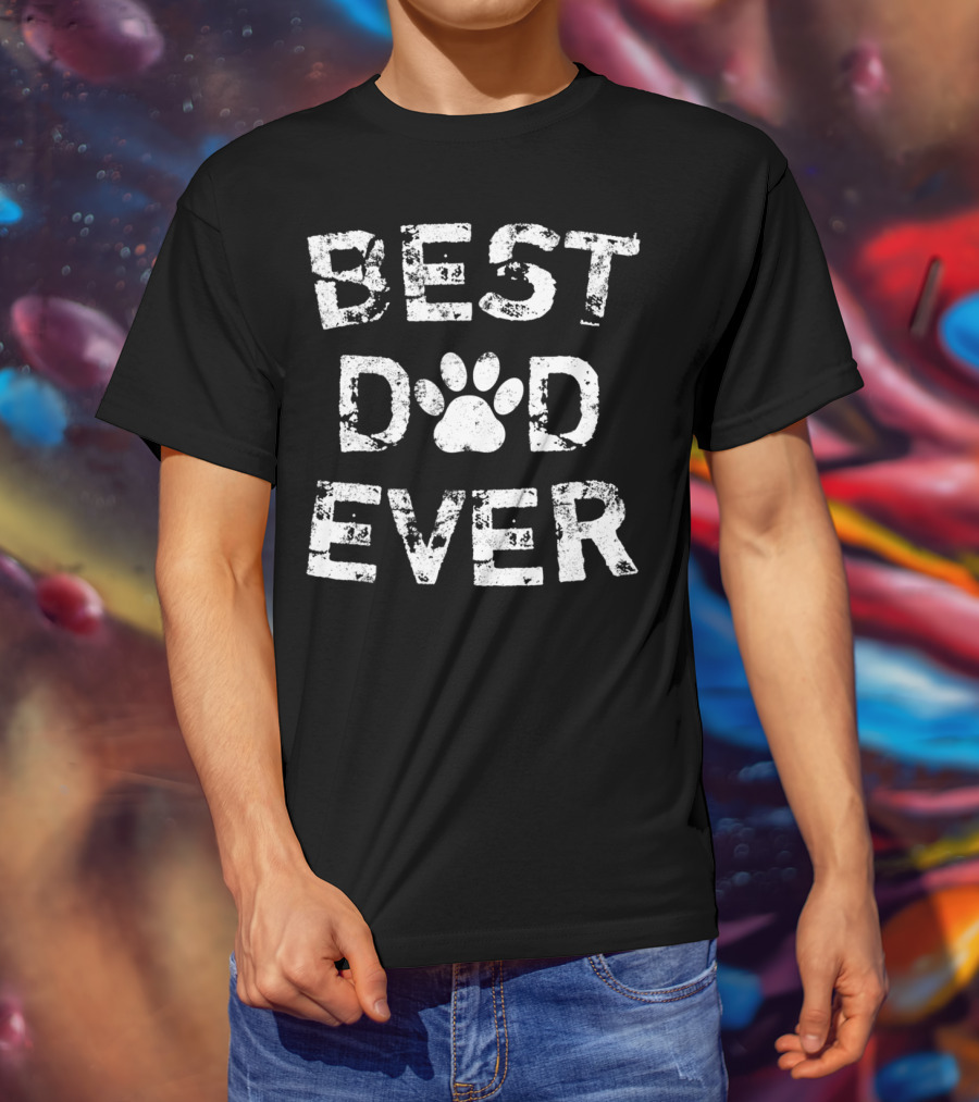 Best Dad Ever Dog Cat Paw Prints T-Shirt