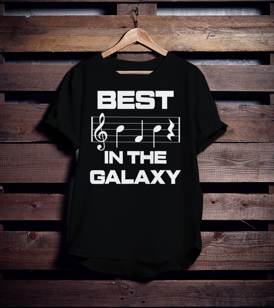 Best Dad In The Galaxy Musician Bass Clef Notes T-Shirt