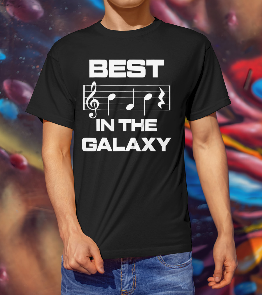 Best Dad In The Galaxy Musician Bass Clef Notes T-Shirt