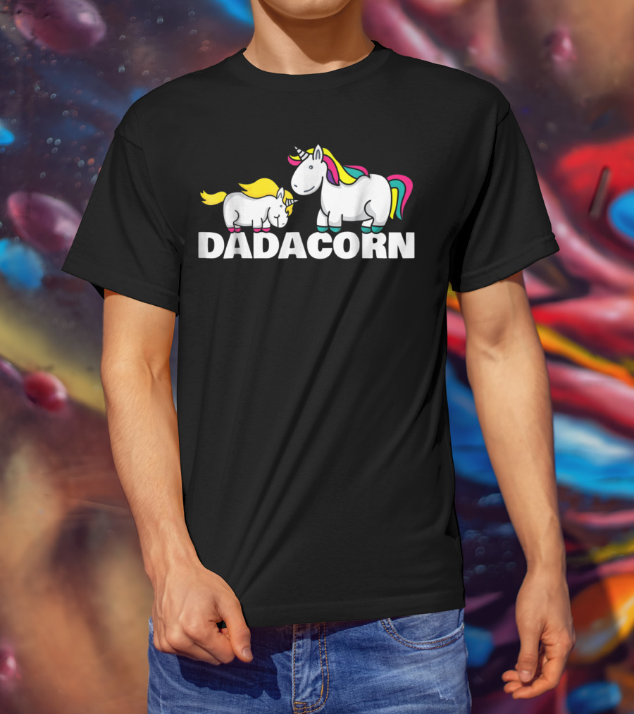Dadacorn Funny Unicorn Best Dad With Colorful Mane T-Shirt