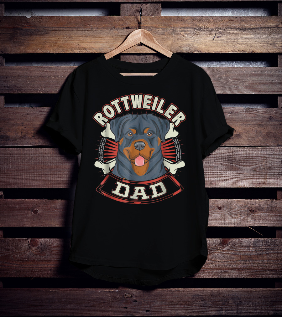ROTTWEILER Dad Dogs Chains Bones T-Shirt