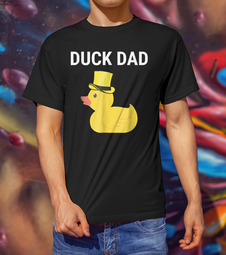 Duck Dad Cute Rubber Duck With Top Hat For Lovers Father T-Shirt