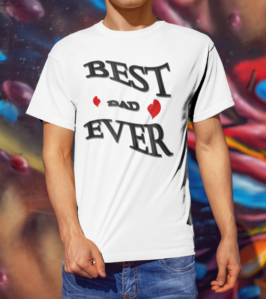 BEST DAD EVER Heart Design Bonus Sticker28 T-Shirt