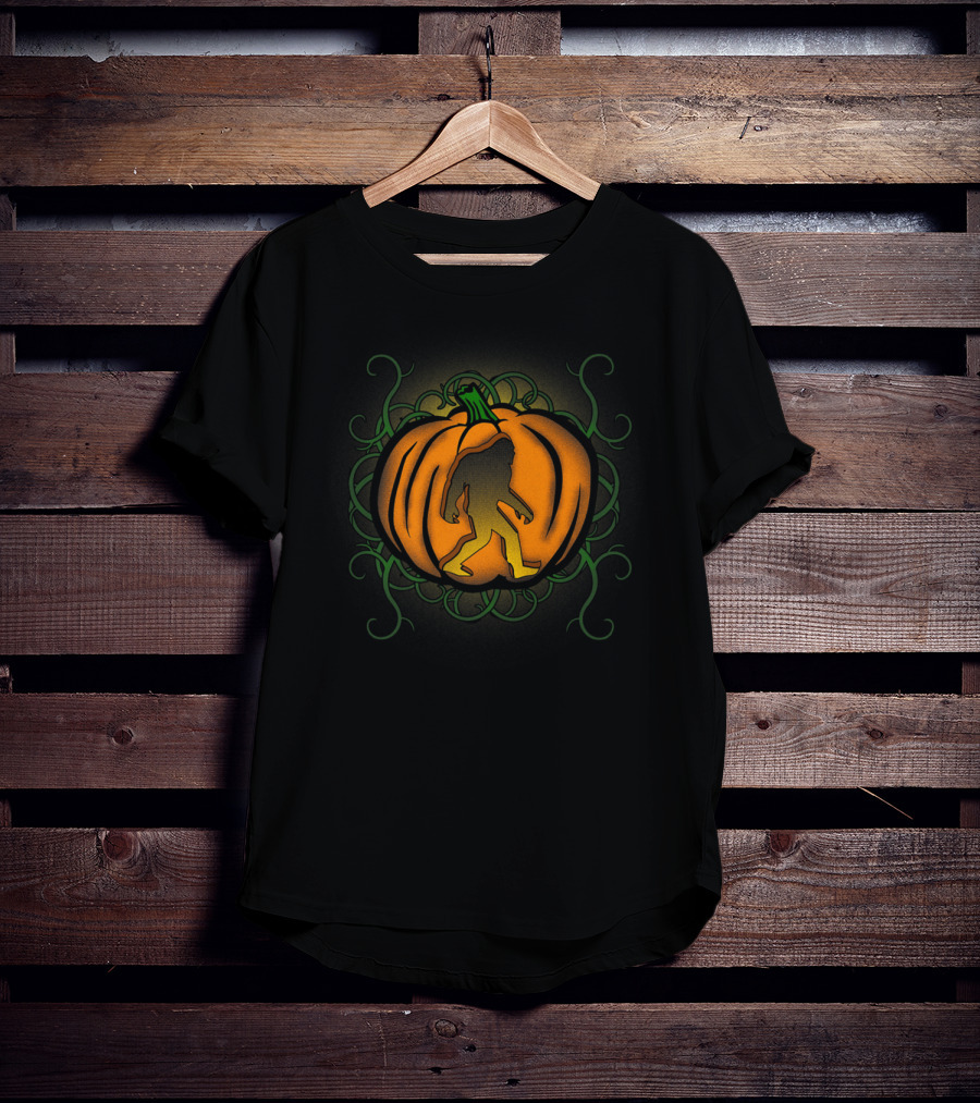 Bigfoot Sasquatch Pumpkin Carved Halloween Kids Dad29 T-Shirt