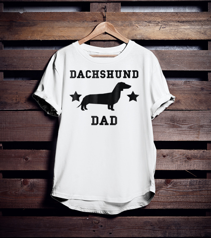 Dachshund Dad Womens Speckled Silhouette Stars T-Shirt