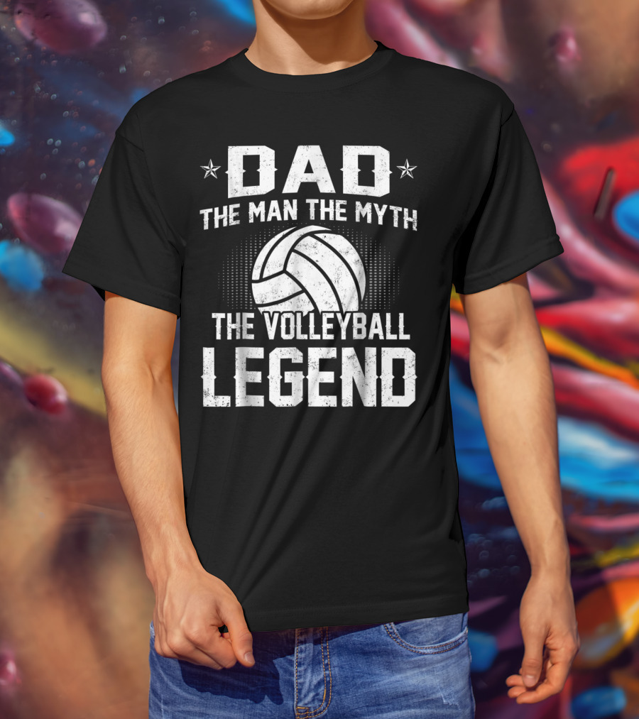 Dad The Man The Myth The Volleyball Legend Star Emblem T-Shirt