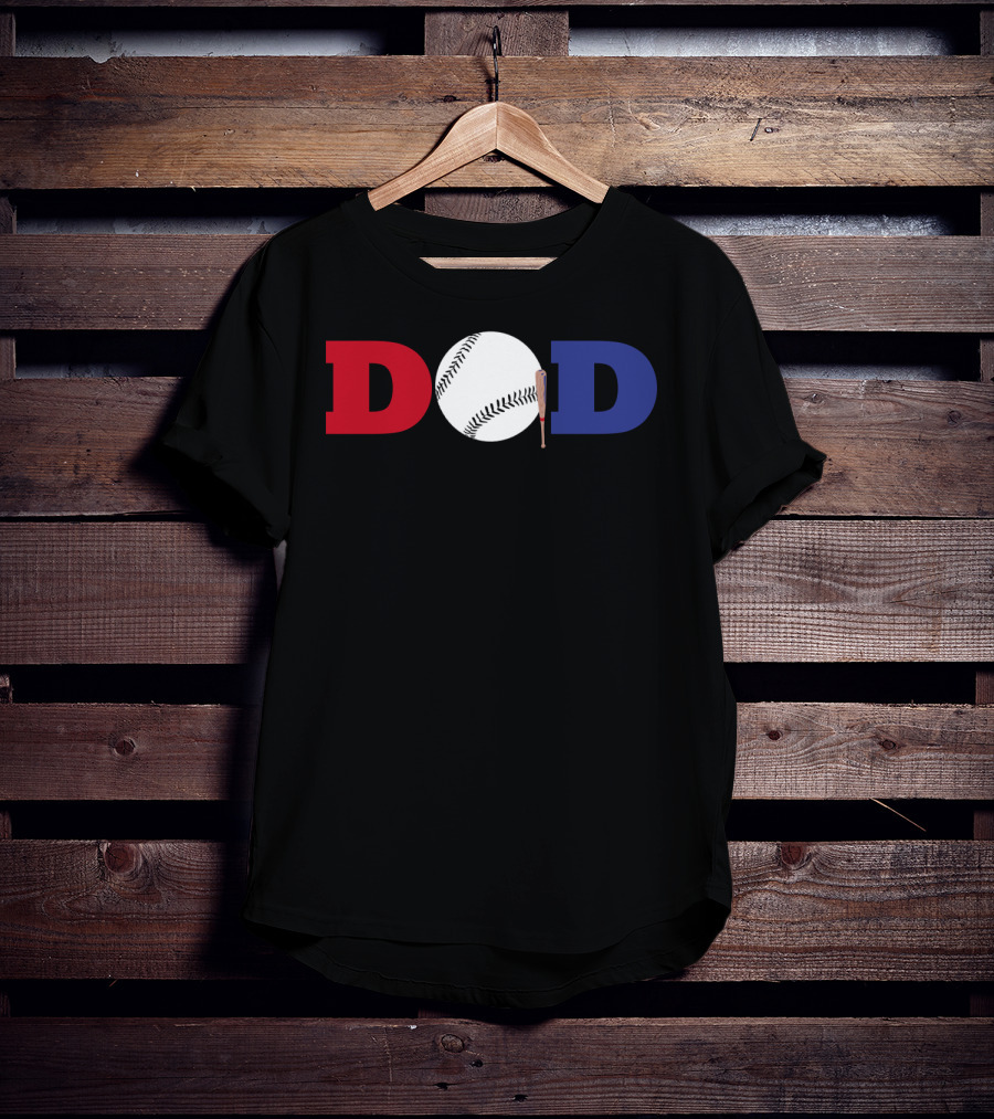 Baseball Dad Red White Blue Baseball Bat T-Shirt