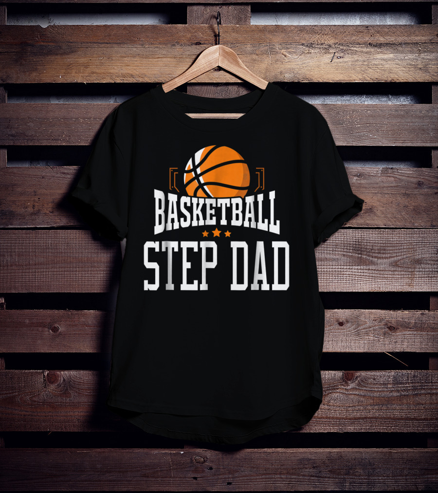 Basketball Step Dad Hoop Sport Basketball Graphic With Stars T-Shirt
