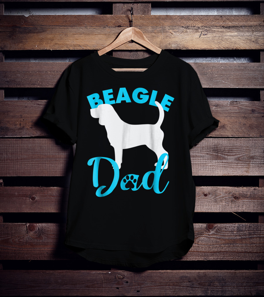 BEAGLE DAD Dog Silhouette Paw Prints T-Shirt