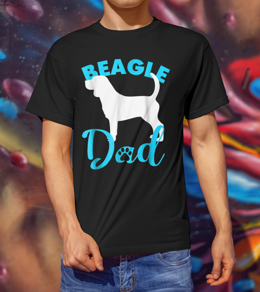BEAGLE DAD Dog Silhouette Paw Prints T-Shirt