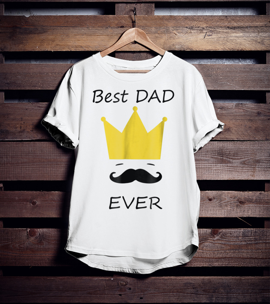 Best Dad Ever Yellow Crown Mustache T-Shirt