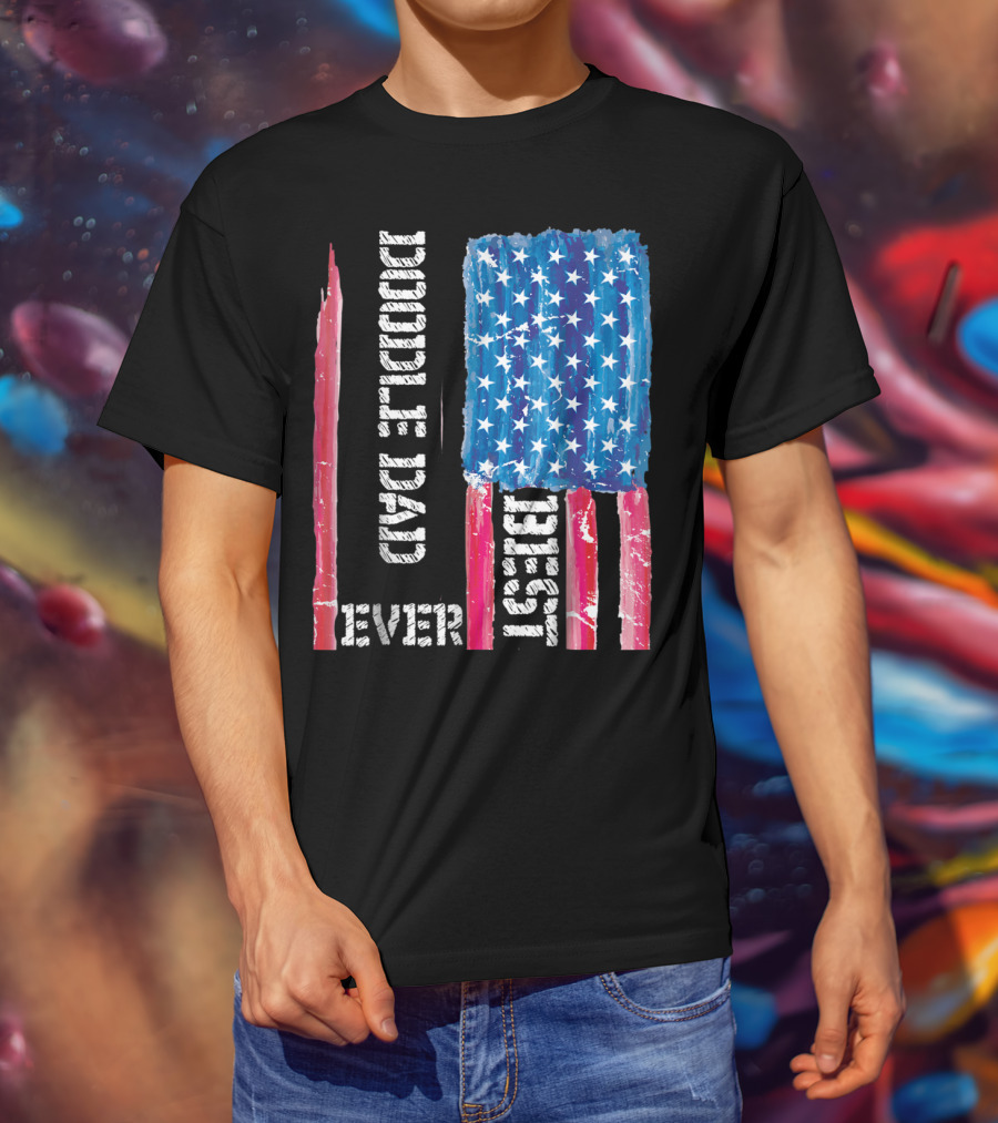 Best Doodle Dad Ever American Flag Distressed Patriotic T-Shirt