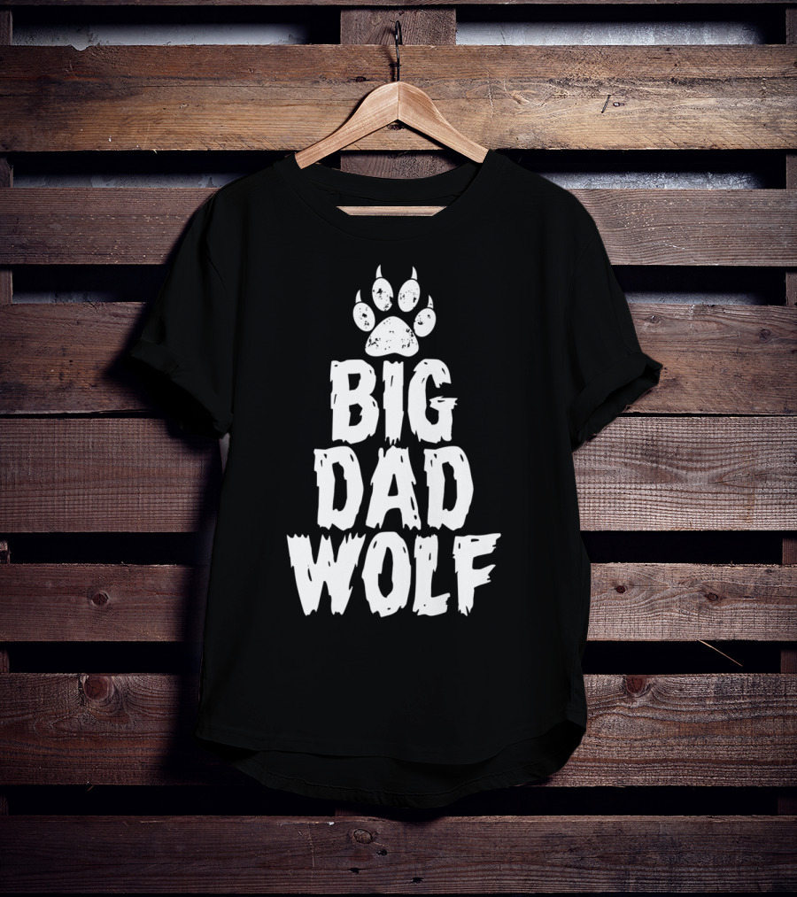 Big Dad Wolf Paw Distressed White Novelty T-Shirt