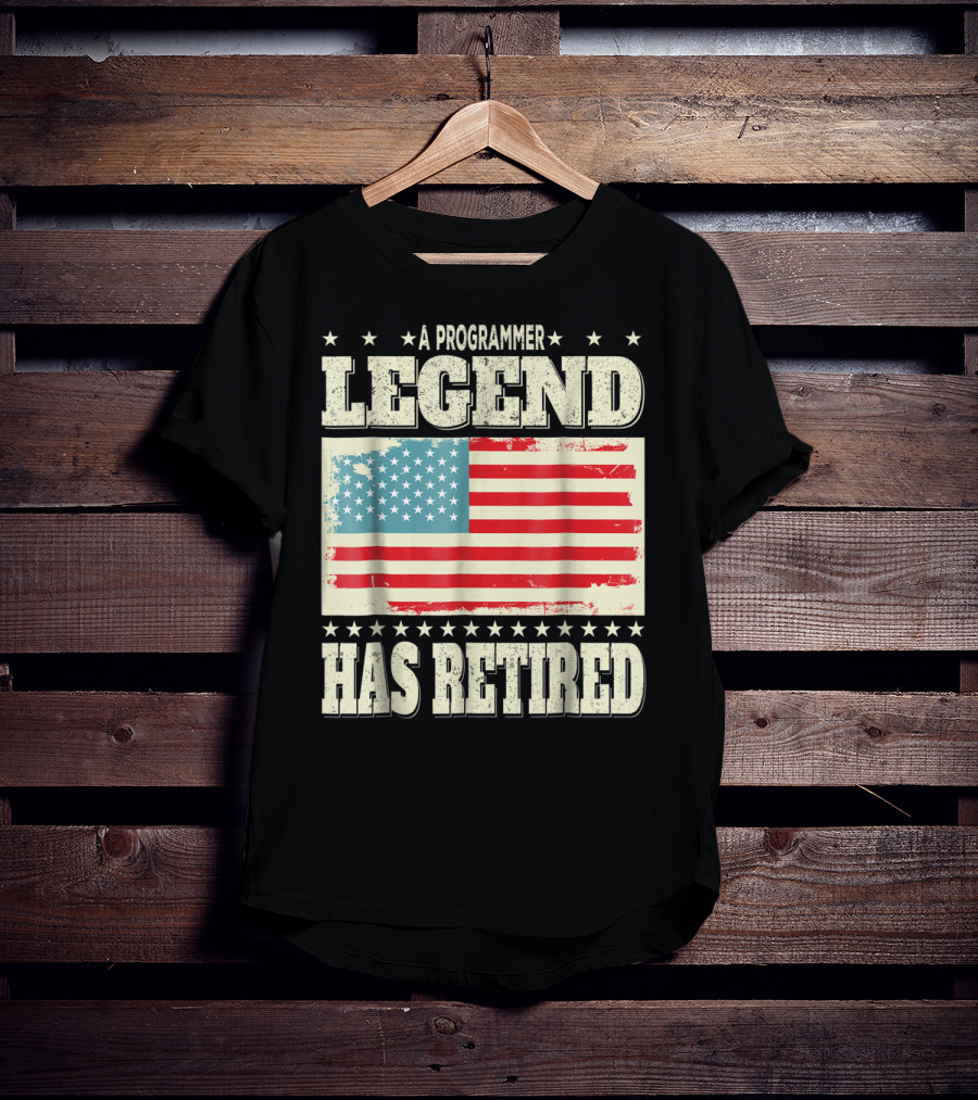 A Programmer Legend Has Retired USA Flag Retirement Dad Grandpa T-Shirt