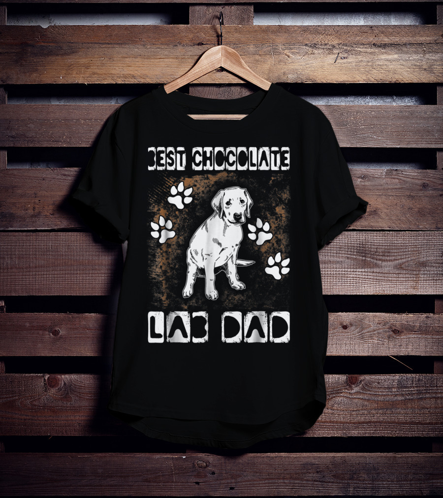 Best Chocolate Lab Dad Paw Print Labrador T-Shirt
