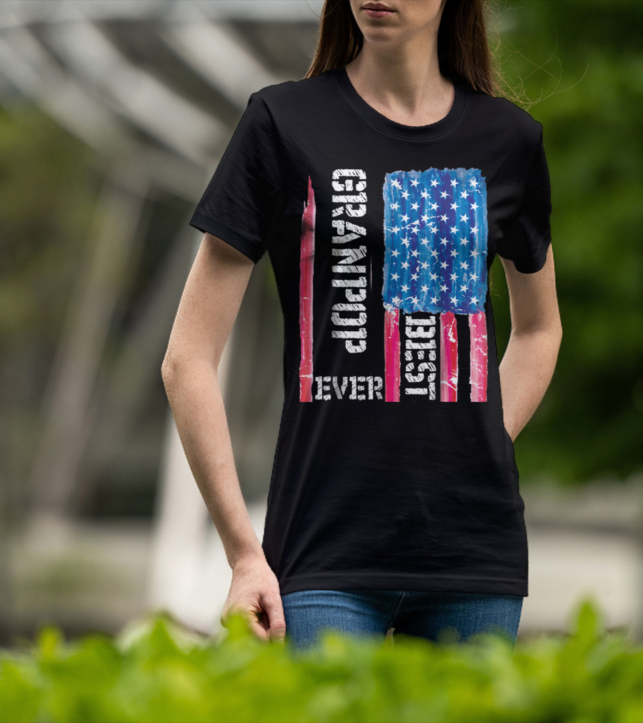 Best Grandpop Ever American Flag Grandfather Patriotic T-Shirt