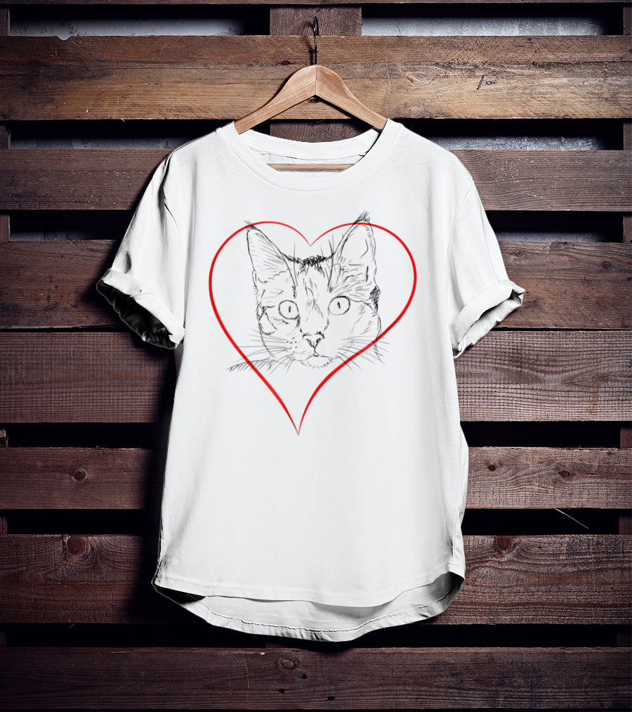 Cats Funny Cat Love Kitten Cat Mom And Cat Dad Heart Shape T-Shirt