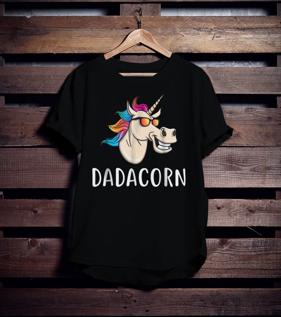 Dadacorn Unicorn Dad Funny Cool With Sunglasses And Colorful Mane T-Shirt