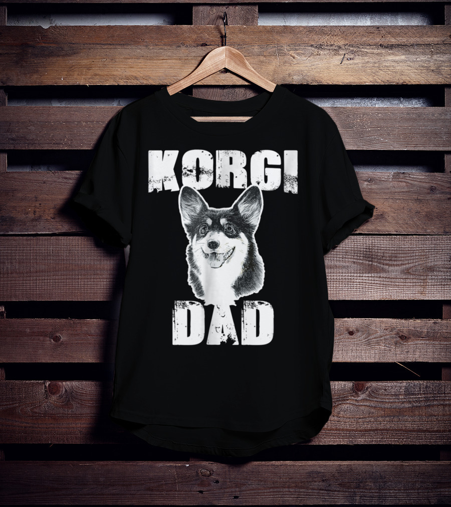 Korgi Dad Black White Fur Father Of Pup 15 T-Shirt