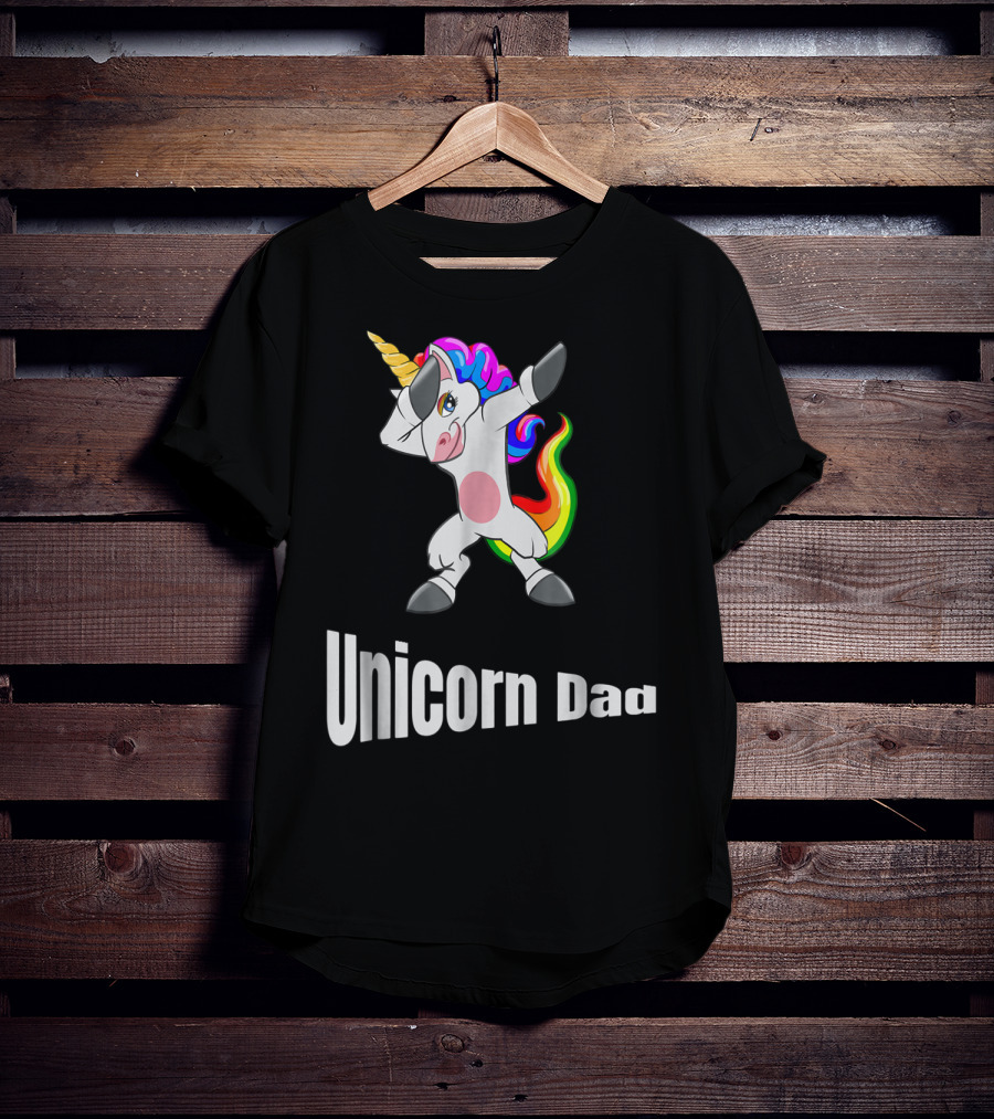 Dabbing Unicorn Dad Rainbow Birthday T-Shirt