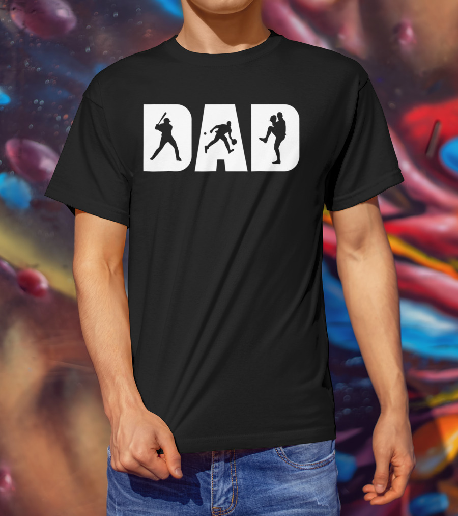 Dad Baseball Silhouettes Father's Birthday T-Shirt