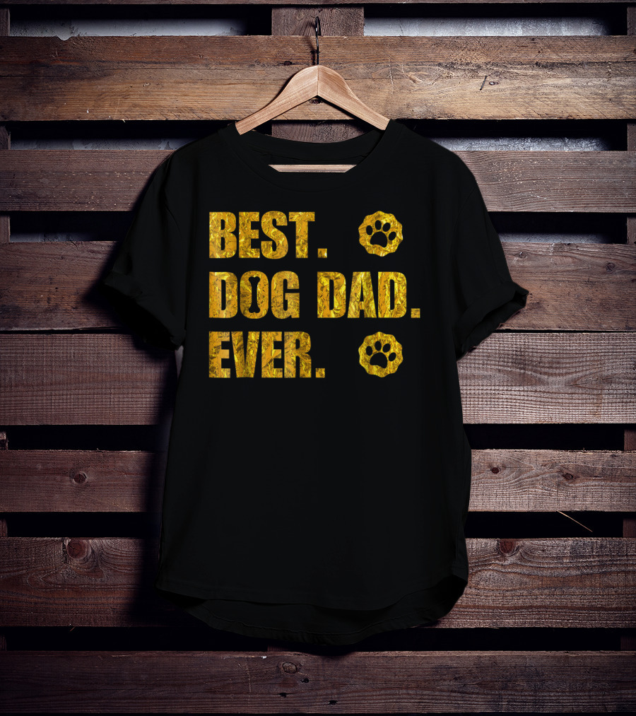 Best Dog Dad Ever Gold Paw Prints T-Shirt
