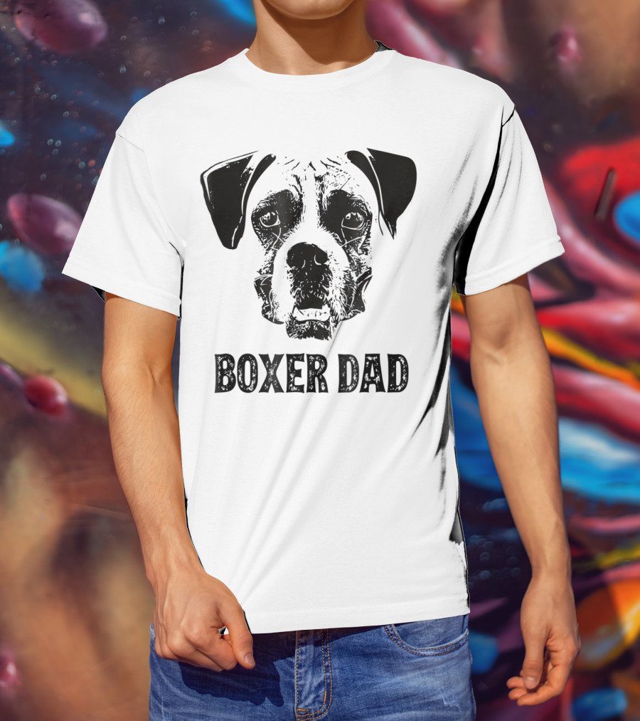 Boxer Dog Dad Boxer Dad Face T-Shirt