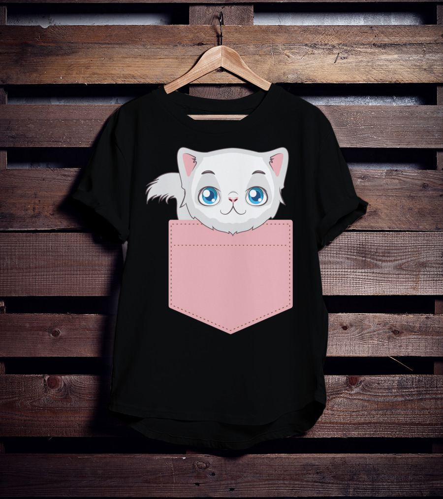 Cat In Pocket For Cat Mom Cat Dad And Cat Lovers Cute Kitty T-Shirt